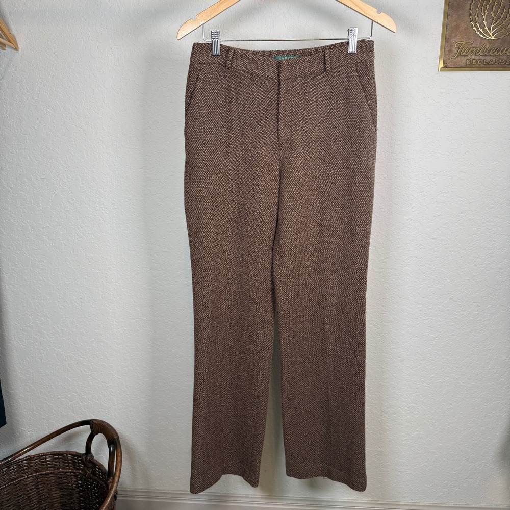 Lauren Ralph Lauren Women's Tweed Wool Blend Dress Pants Size 4 Brown - Picture 7 of 10